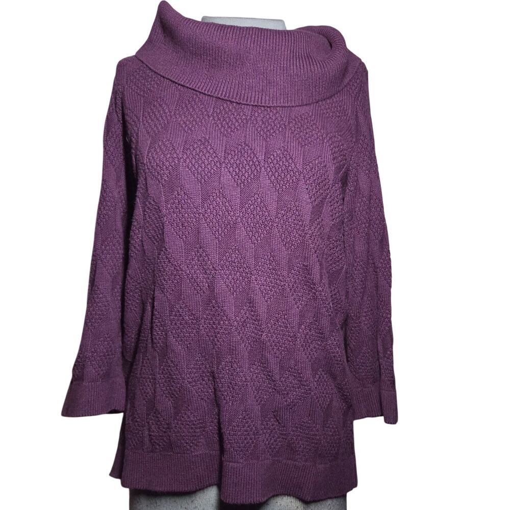 Purple Cotton Cowl Neck Sweater Size Medium